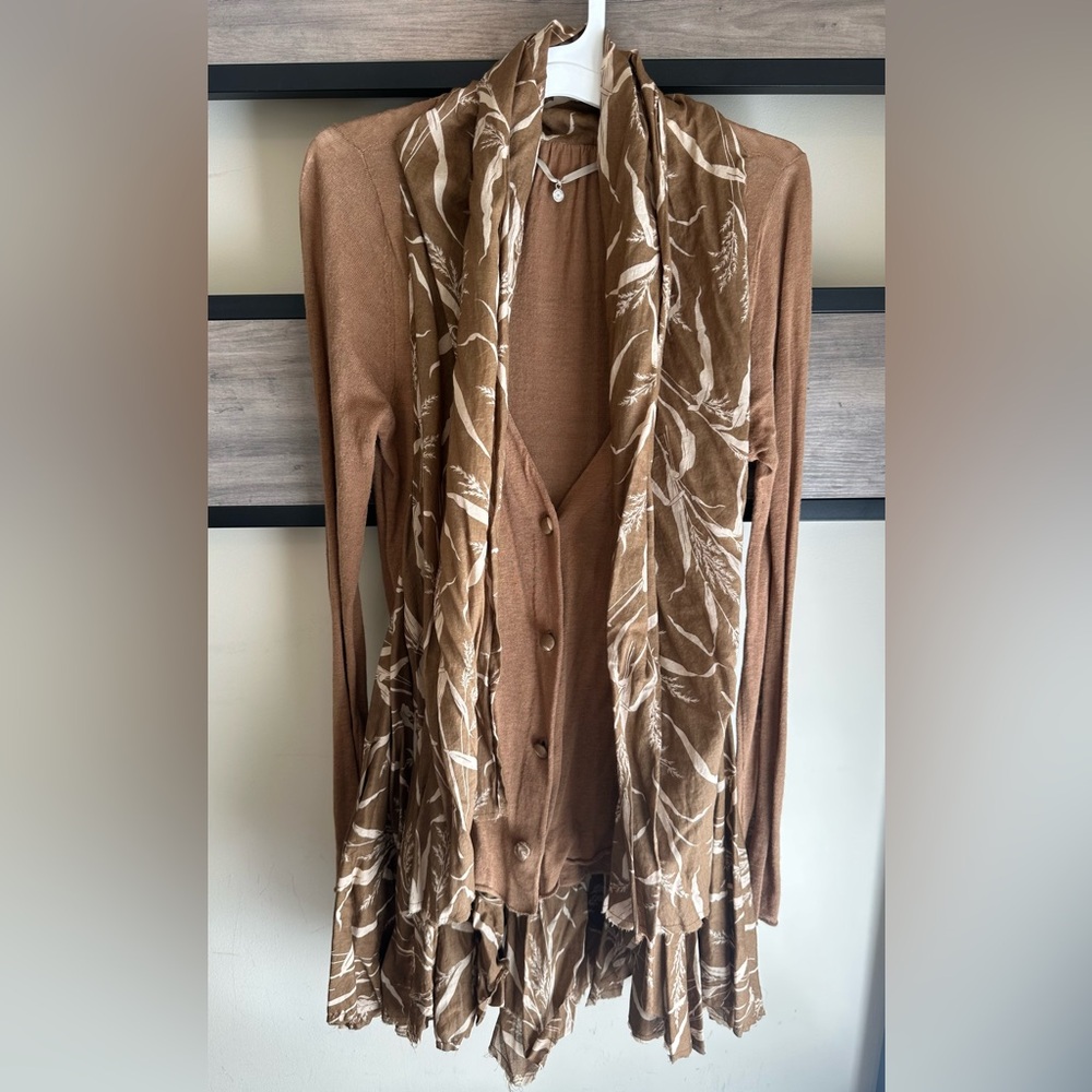 ANTHROPOLOGIE KNITTED & KNOTTED Women’s Brown Recall The Willow Cardigan